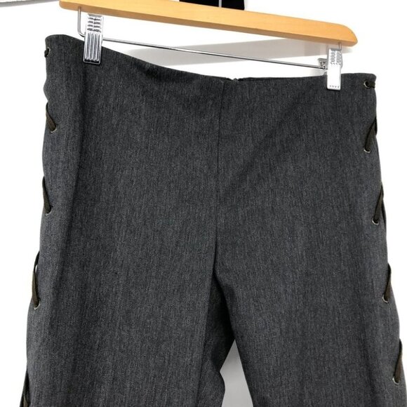 Awear grey pull on slacks brown string tied side seams trousers - Picture 12 of 14